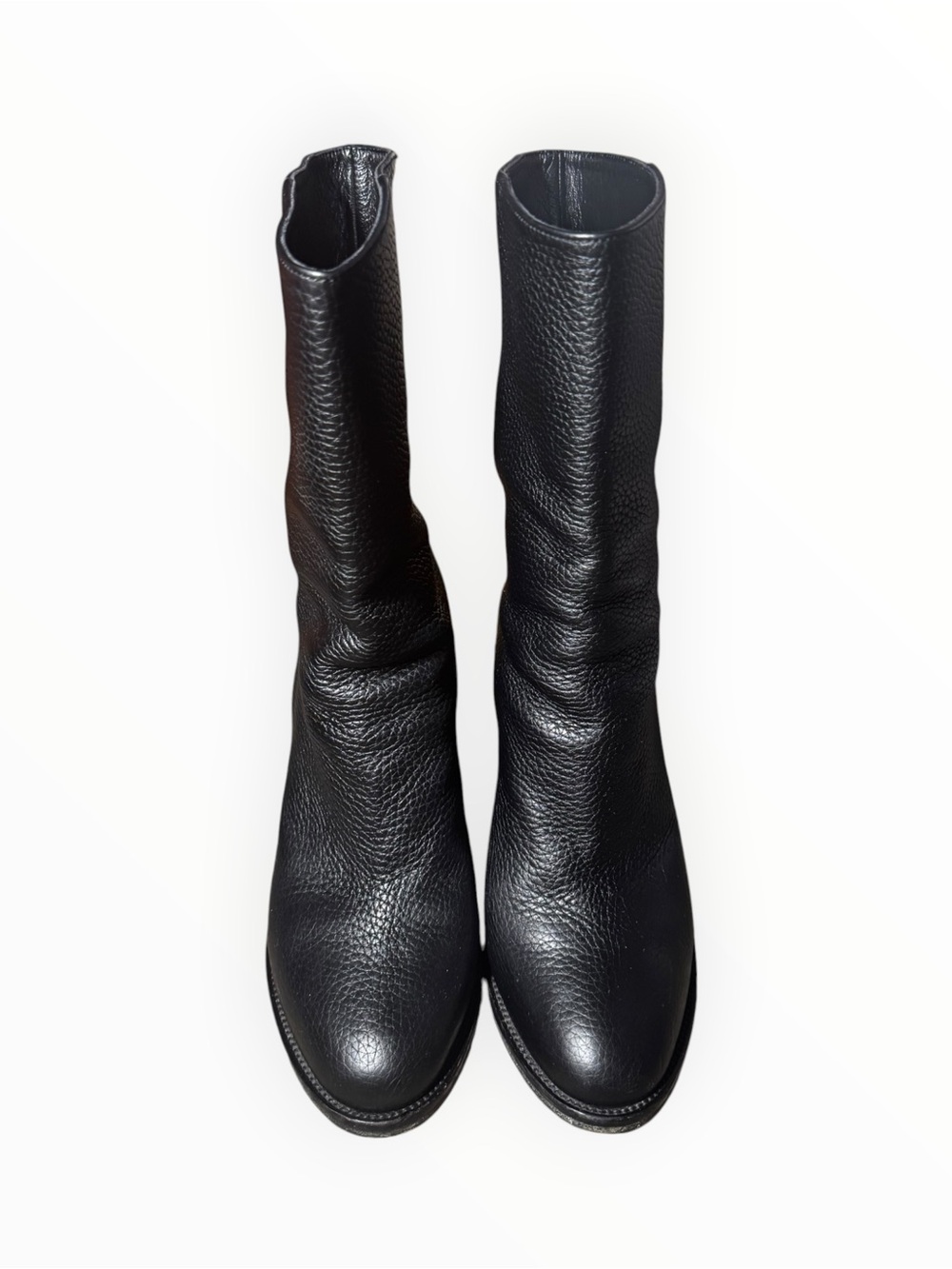 AQUATALIA Vero Cuoio Black Pebbled Leather Beryl Mid Calf Boots 10